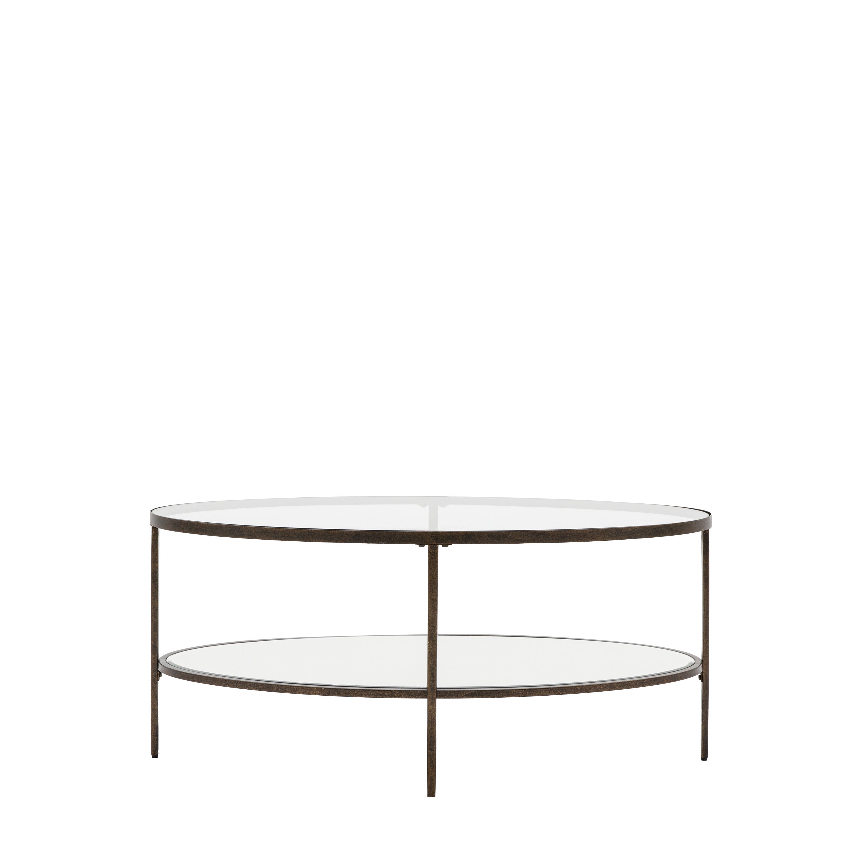 Harmon Antique Bronze & Clear Glass Oval Coffee Table